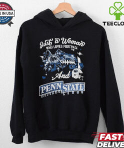 Just A Woman Who Loves Football And Penn State Nittany Lions Helmet Shirt