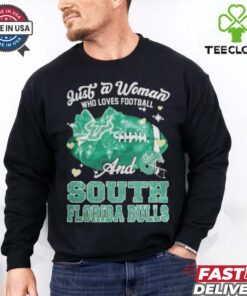 Just A Woman Who Loves Football And South Florida Bulls Helmet Shirt