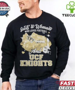 Just A Woman Who Loves Football And UCF Knights Helmet Shirt