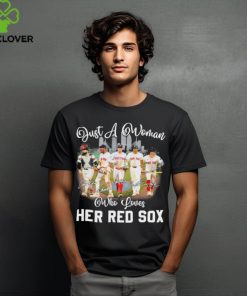 Just A Woman Who Loves Her Boston Red Sox Signatures Shirt