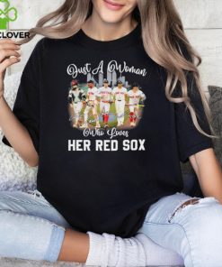 Just A Woman Who Loves Her Boston Red Sox Signatures Shirt