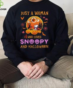 Just A Woman Who Loves Snoopy And Charlie Halloween Shirt 1 Just A Woman Who Loves Snoopy And Charlie Halloween Shirt