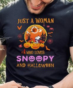 Just A Woman Who Loves Snoopy And Charlie Halloween Shirt 2 Just A Woman Who Loves Snoopy And Charlie Halloween Shirt