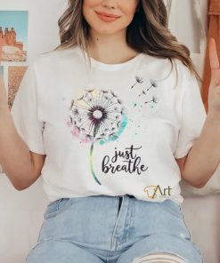 Just Breathe Tee Dandelion And Buterflies Wo Summer Shirt