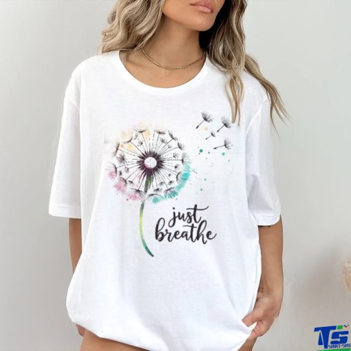 Just Breathe Tee Dandelion And Buterflies Wo Summer Shirt