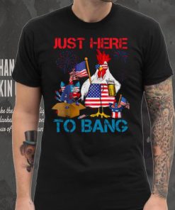 Just Here To Bang Usa Flag Funny 4th Of July Chicken Beer T shirt