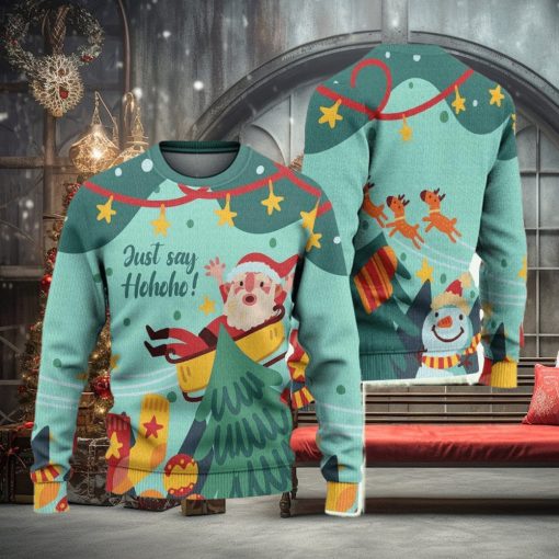 Just Say Hohoho Ugly Christmas Sweater Knitted Gift For Men And Women