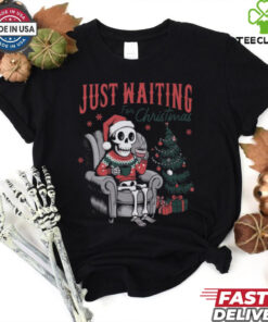Just Waiting for Christmas Skeleton Comfort Colors Garment Dyed T shirt