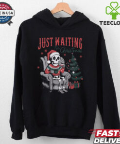 Just Waiting for Christmas Skeleton Comfort Colors Garment Dyed T shirt