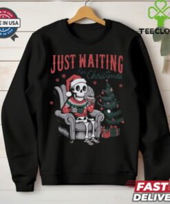 Just Waiting for Christmas Skeleton Comfort Colors Garment Dyed T shirt