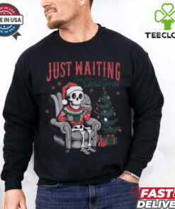 Just Waiting for Christmas Skeleton Comfort Colors Garment Dyed T shirt