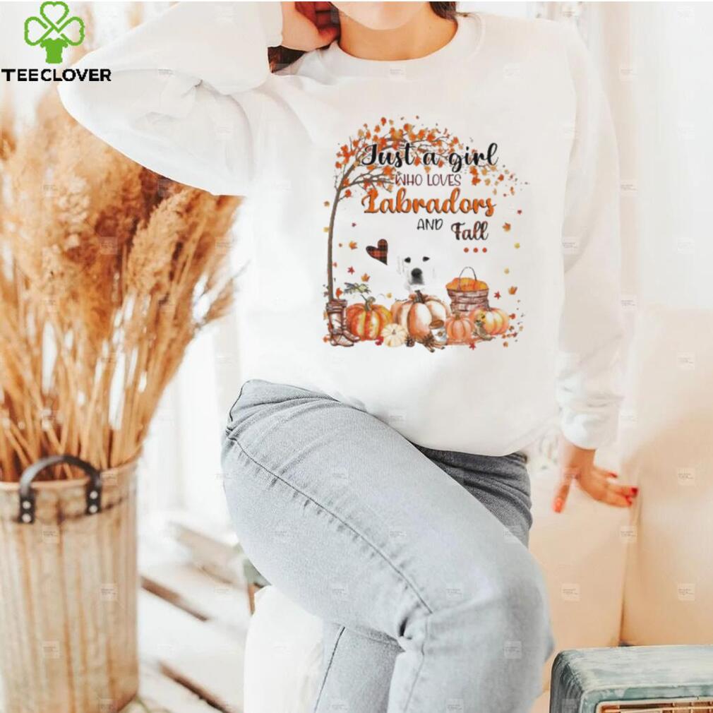 Just a Girl who loves White Labrador and Fall Pumpkin Happy Thanksgiving shirt
