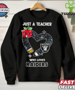Just a teacher who loves Las Vegas Raiders heart shirt