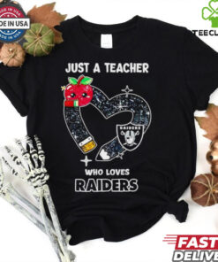 Just a teacher who loves Las Vegas Raiders heart shirt