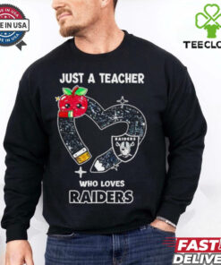 Just a teacher who loves Las Vegas Raiders heart shirt