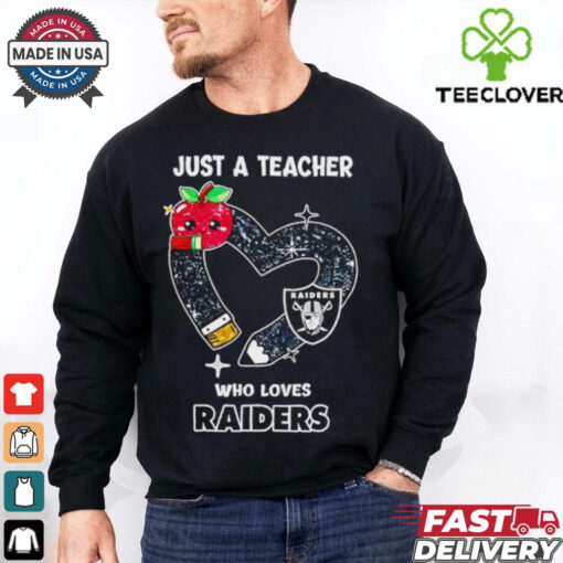 Just a teacher who loves Las Vegas Raiders heart shirt