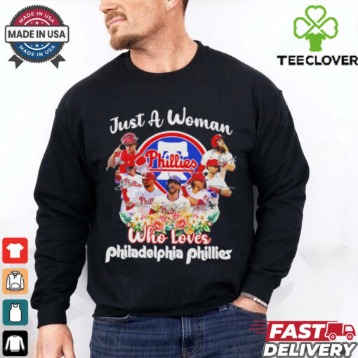 Just a woman who loves Philadelphia Phillies all team signatures shirt