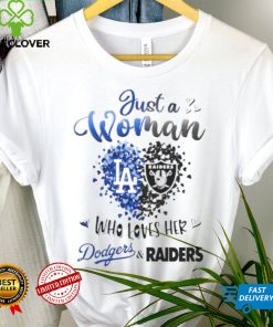 Just a woman who loves her Los Angeles Dodgers vs Las Vegas Raiders shirt