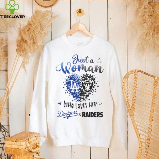 Just a woman who loves her Los Angeles Dodgers vs Las Vegas Raiders hoodie, sweater, longsleeve, shirt v-neck, t-shirt