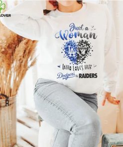 Just a woman who loves her Los Angeles Dodgers vs Las Vegas Raiders hoodie, sweater, longsleeve, shirt v-neck, t-shirt