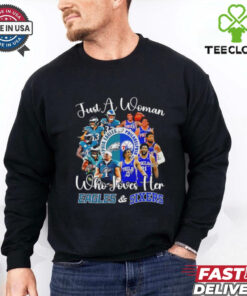 Just a woman who loves her Philadelphia Eagles and Sixers Signatures shirt