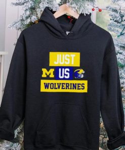 Just us Michigan Wolverines helmet logo shirt