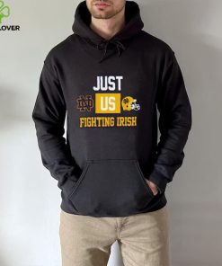 Just us Notre Dame Fighting Irish helmet logo shirt