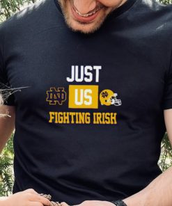 Just us Notre Dame Fighting Irish helmet logo shirt 1 Just us Notre Dame Fighting Irish helmet logo shirt