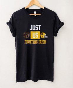 Just us Notre Dame Fighting Irish helmet logo shirt 2 Just us Notre Dame Fighting Irish helmet logo shirt