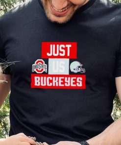 Just us Ohio State Buckeyes helmet logo shirt 1 Just us Ohio State Buckeyes helmet logo shirt