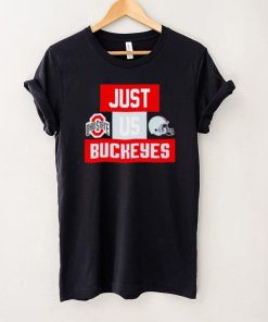 Just us Ohio State Buckeyes helmet logo shirt 2 Just us Ohio State Buckeyes helmet logo shirt