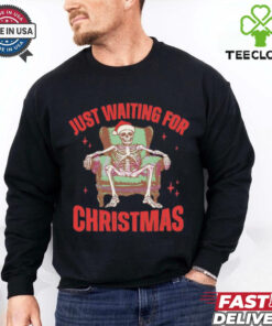 Just waiting for Christmas skeleton Santa hat shirt 1 Just waiting for Christmas skeleton Santa hat shirt