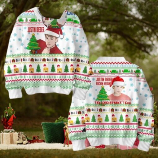 Justin Bieber Rockin Around Christmas Tree Kiss Under The Mistletoe Chirstmas Gifts 2024 Xmas For Family And Friends Ugly Sweater