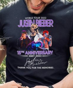 Justin Bieber World Tour 2022 15th Anniversary 2007 2022 Thank You For The Memories Signatures Shirt
