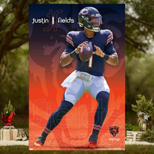 Justin Fields Superstar Chicago Bears Qb Official Nfl Football Action Poster