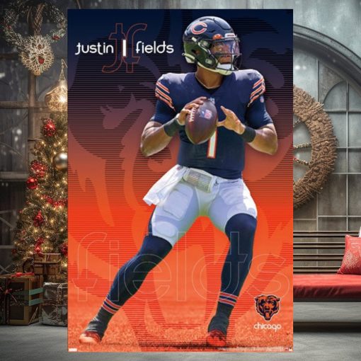 Justin Fields Superstar Chicago Bears Qb Official Nfl Football Action Poster