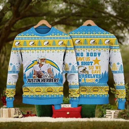 Justin Herbert Los Angeles Chargers We Gave Ourselves A Shot NFL Christmas Ugly Sweater 3D Gift Christmas