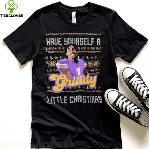 Justin Jefferson Have Yourself a Griddy Little Christmas Ugly hoodie, sweater, longsleeve, shirt v-neck, t-shirt