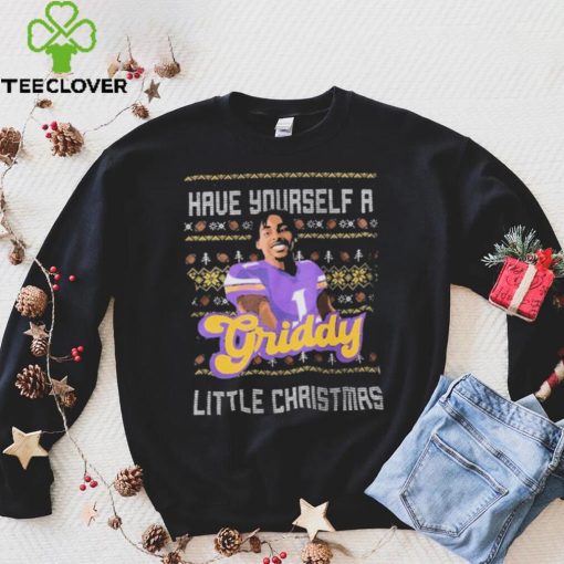 Justin Jefferson Have Yourself a Griddy Little Christmas Ugly hoodie, sweater, longsleeve, shirt v-neck, t-shirt