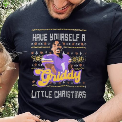 Justin Jefferson Have Yourself a Griddy Little Christmas Ugly hoodie, sweater, longsleeve, shirt v-neck, t-shirt