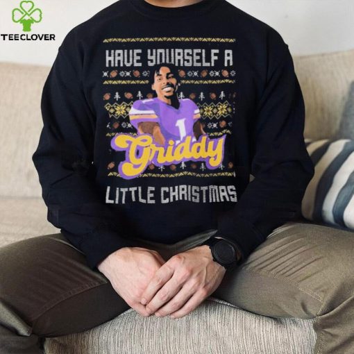 Justin Jefferson Have Yourself a Griddy Little Christmas Ugly hoodie, sweater, longsleeve, shirt v-neck, t-shirt