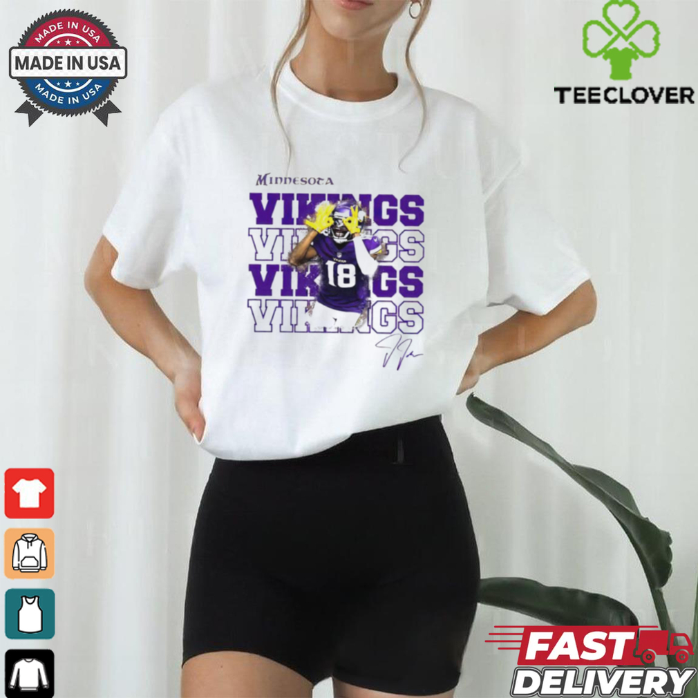 Justin Jefferson Minnesota Vikings Football Game Day signature 2D shirt Justin Jefferson Minnesota Vikings Football Game Day signature 2D shirt