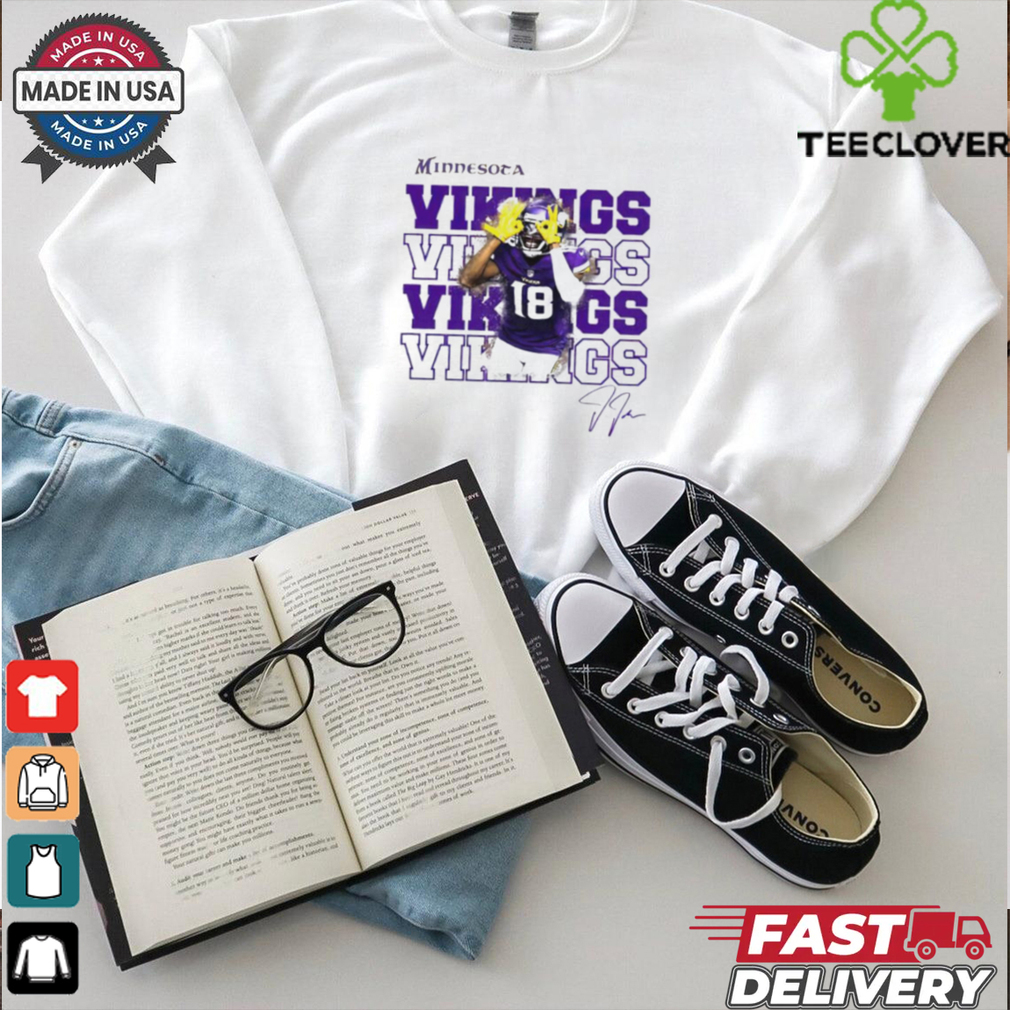 Justin Jefferson Minnesota Vikings Football Game Day signature 2D shirt Justin Jefferson Minnesota Vikings Football Game Day signature 2D shirt