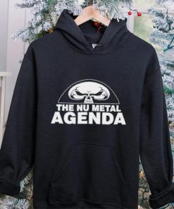 Justin Whang wearing the nu metal agenda shirt