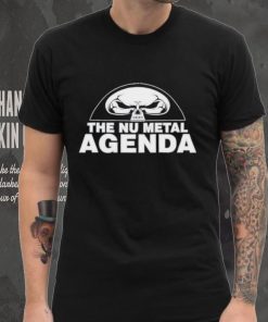 Justin Whang wearing the nu metal agenda hoodie, sweater, longsleeve, shirt v-neck, t-shirt