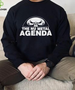 Justin Whang wearing the nu metal agenda hoodie, sweater, longsleeve, shirt v-neck, t-shirt