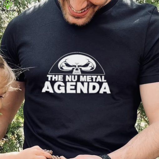 Justin Whang wearing the nu metal agenda hoodie, sweater, longsleeve, shirt v-neck, t-shirt