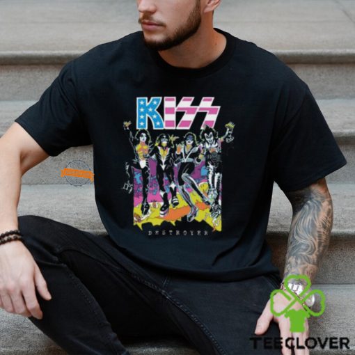 KISS Destroyer Flocked Blacklight Graphics Design T Shirt