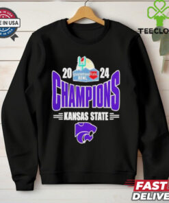 K-State Wildcats 2024 Rate Bowl Champions NCAAF Bowl Games 2024-2025 T-Shirt, featuring a bold design that celebrates the Wildcats' victory in the 2024 Rate Bowl. The shirt includes the official championship logo and K-State team colors, making it a must-have for fans showing pride in their team's achievement heading into the 2025 season!