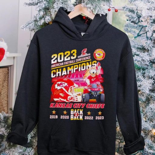 K.C. Wolf driving car 2023 AFC Champions Kansas City Chiefs back 2 back shirt